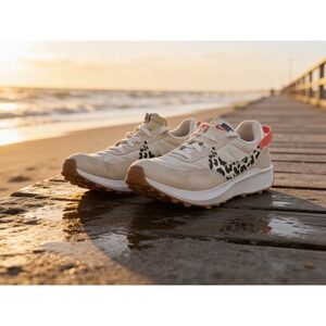 Nike Waffle Debut Sail Leopard Print Women's Sneakers DZ5201-100 Sz 7 running